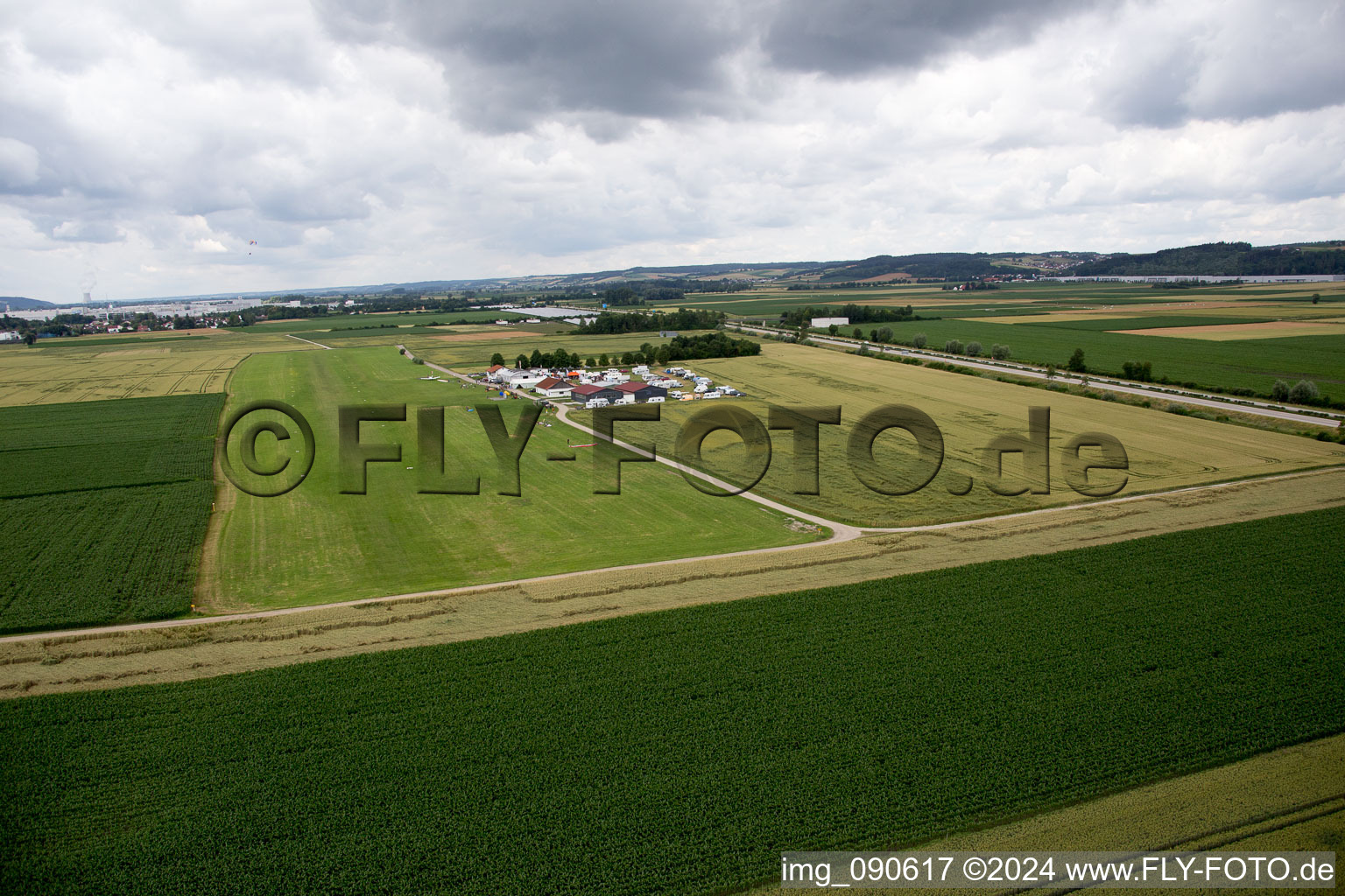 Airport in Dingolfing in the state Bavaria, Germany seen from above