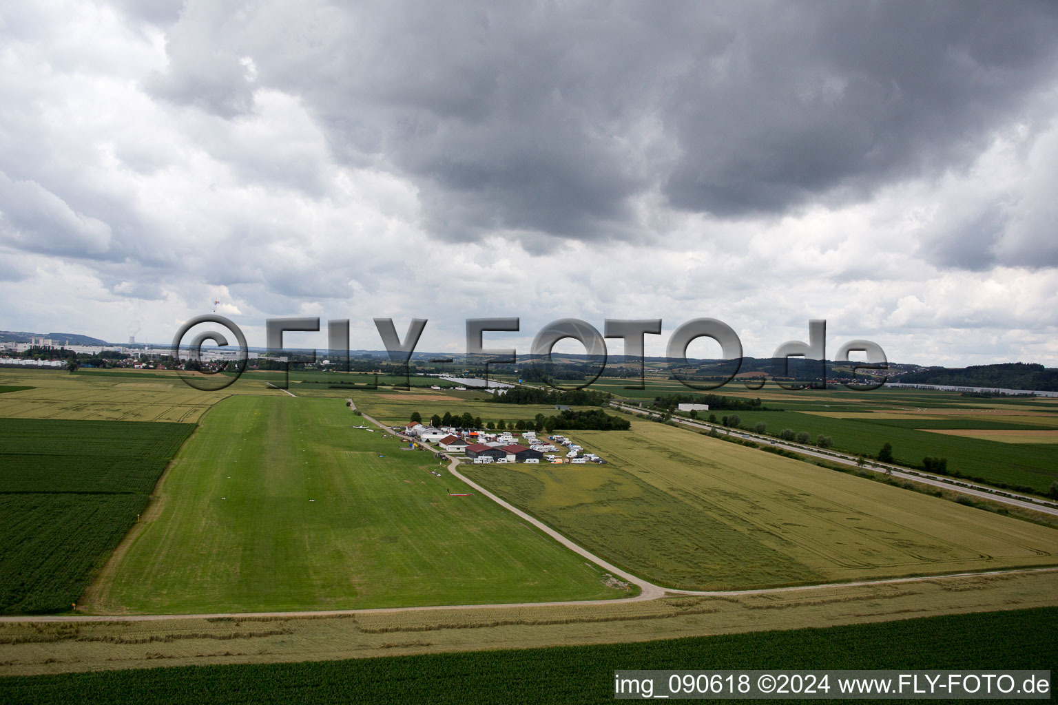 Airport in Dingolfing in the state Bavaria, Germany from the plane