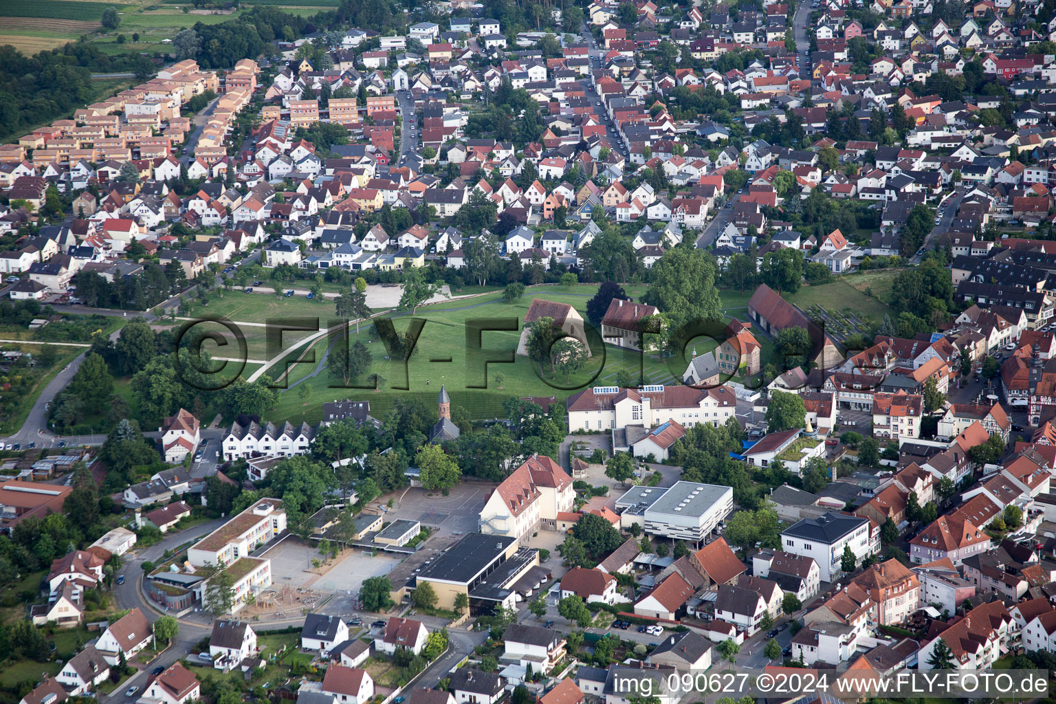 Aerial view of Lorsch in the state Hesse, Germany