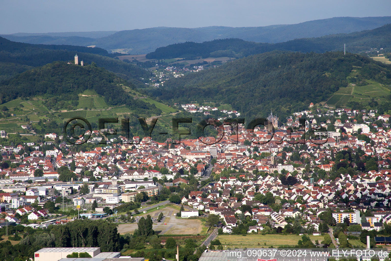 Bensheim in the state Hesse, Germany from the plane