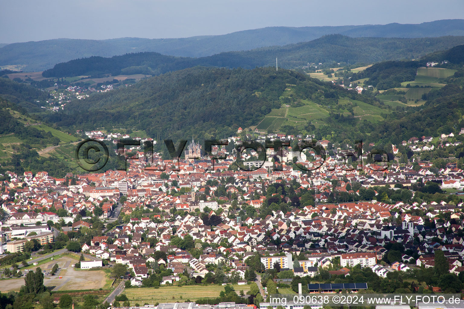 Bird's eye view of Bensheim in the state Hesse, Germany