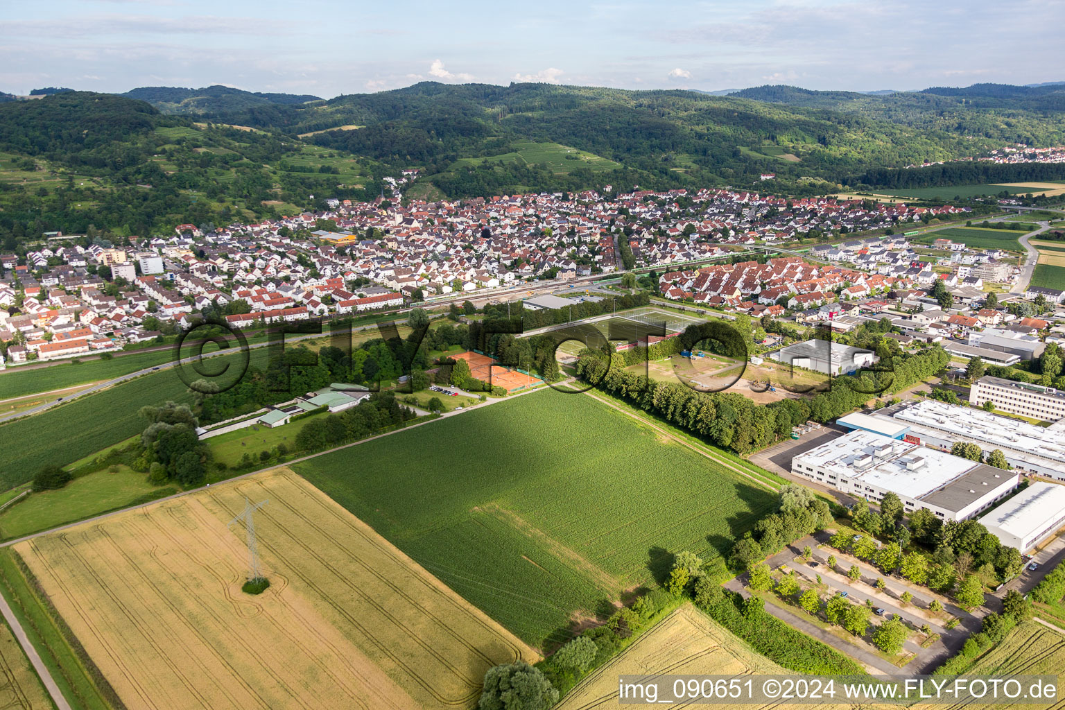 Town View of the streets and houses of the residential areas in Laudenbach in the state Baden-Wurttemberg, Germany