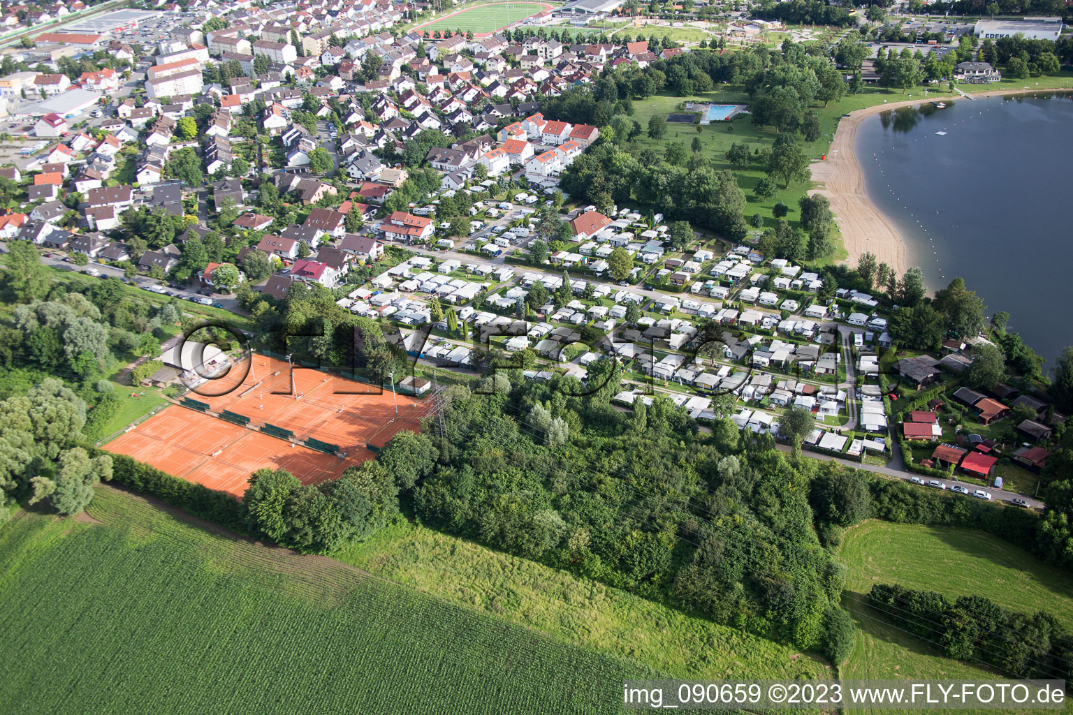 Hemsbach in the state Baden-Wuerttemberg, Germany from above
