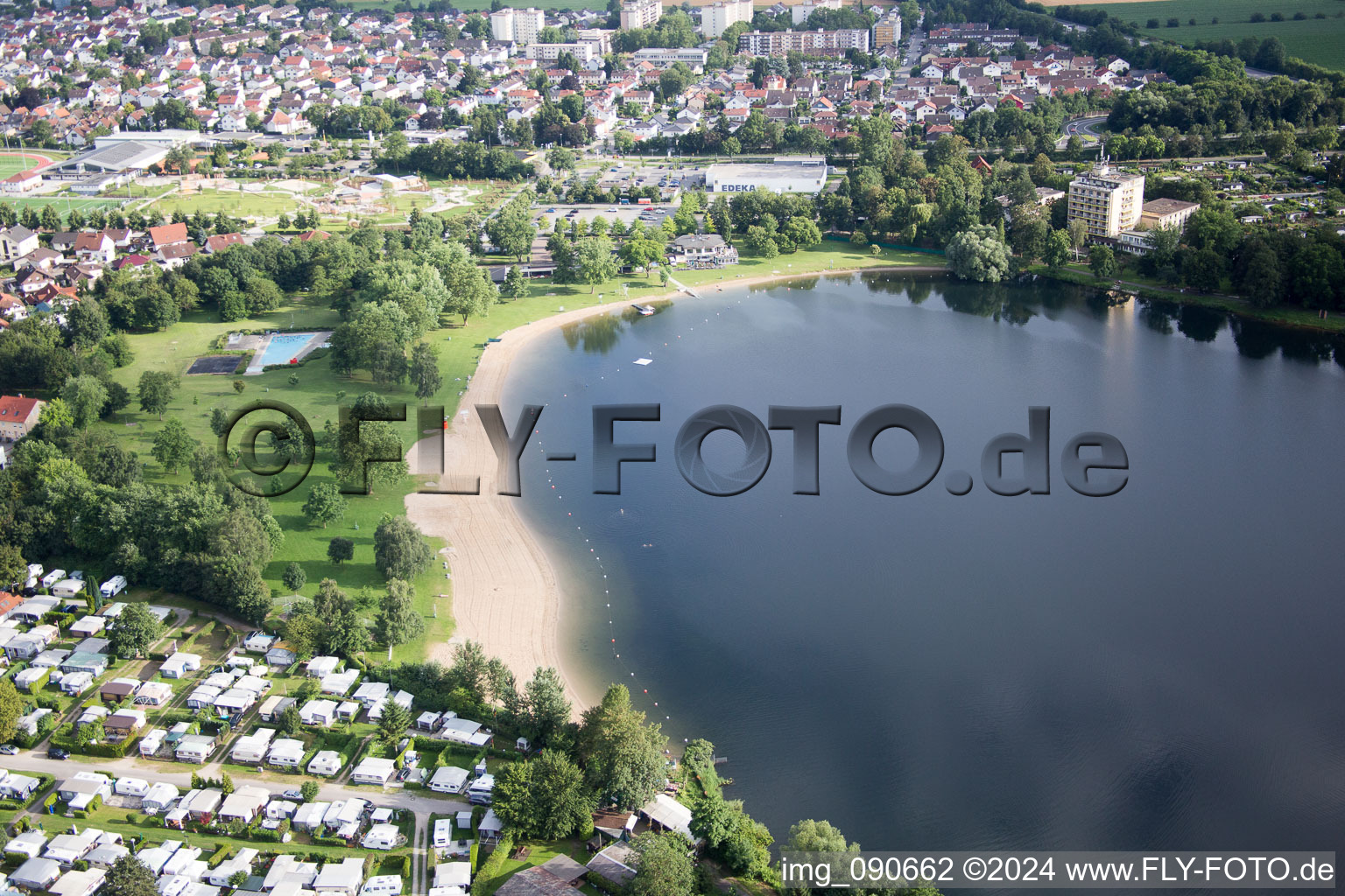 Hemsbach in the state Baden-Wuerttemberg, Germany from the plane