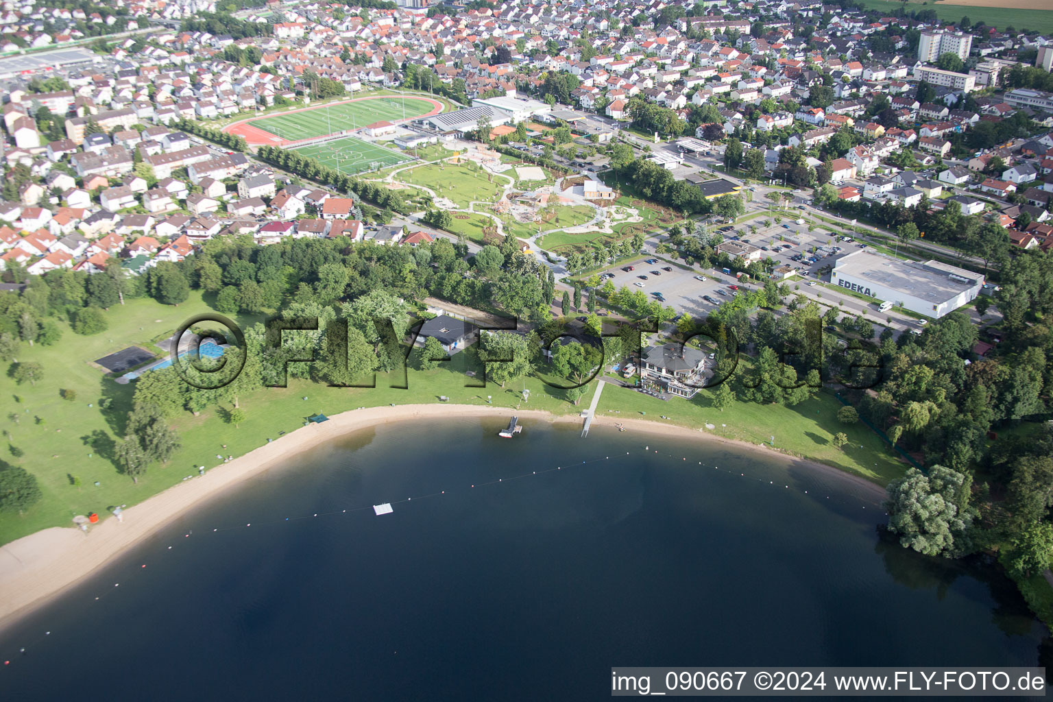 Bird's eye view of Hemsbach in the state Baden-Wuerttemberg, Germany