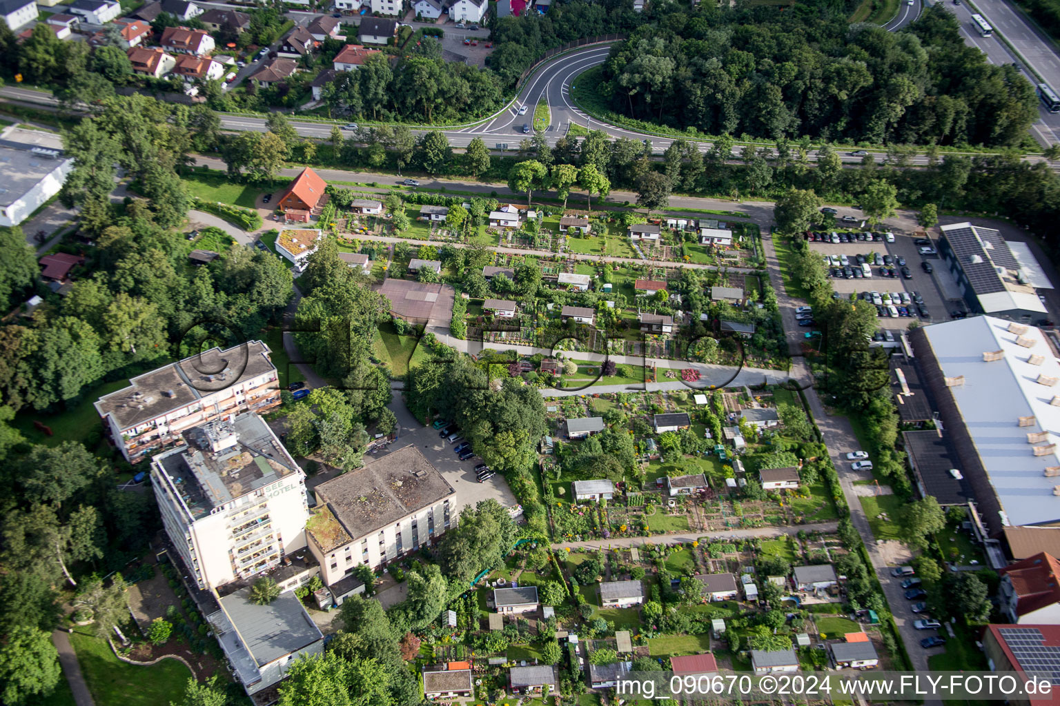 Parcel of a small garden on Wiesensee in Hemsbach in the state Baden-Wurttemberg, Germany