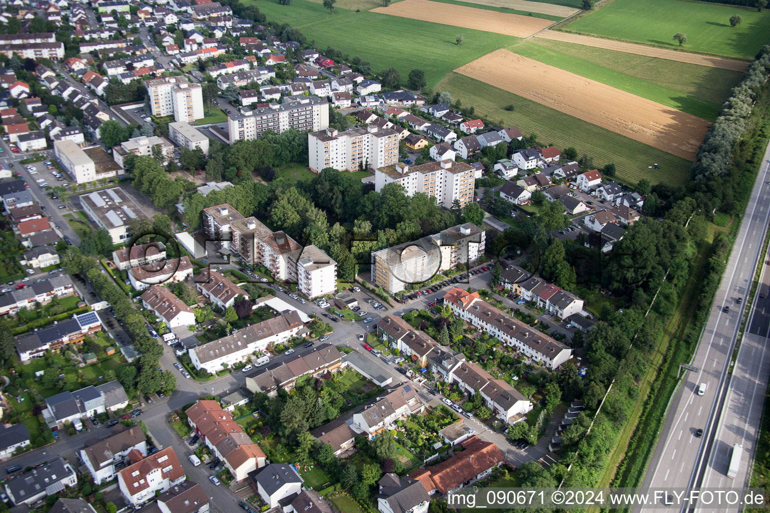 Drone recording of Hemsbach in the state Baden-Wuerttemberg, Germany