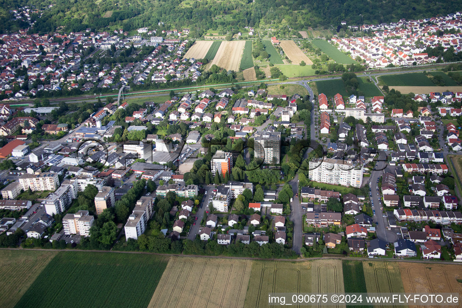 Hemsbach in the state Baden-Wuerttemberg, Germany from a drone