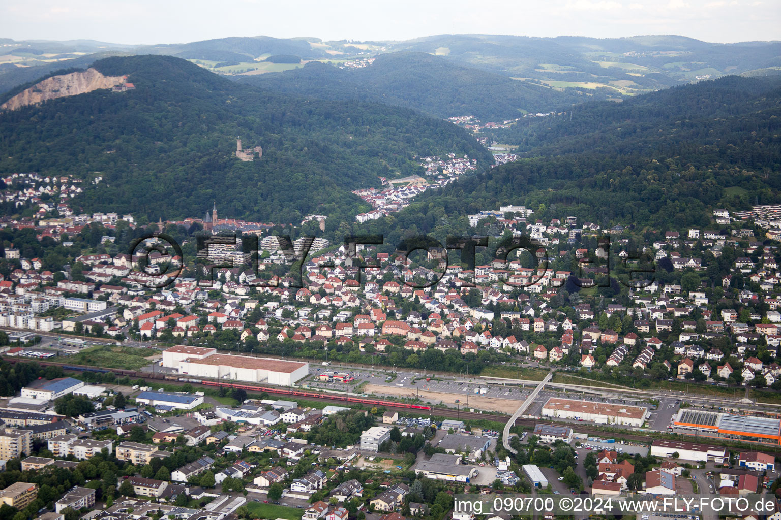 Drone recording of Weinheim in the state Baden-Wuerttemberg, Germany