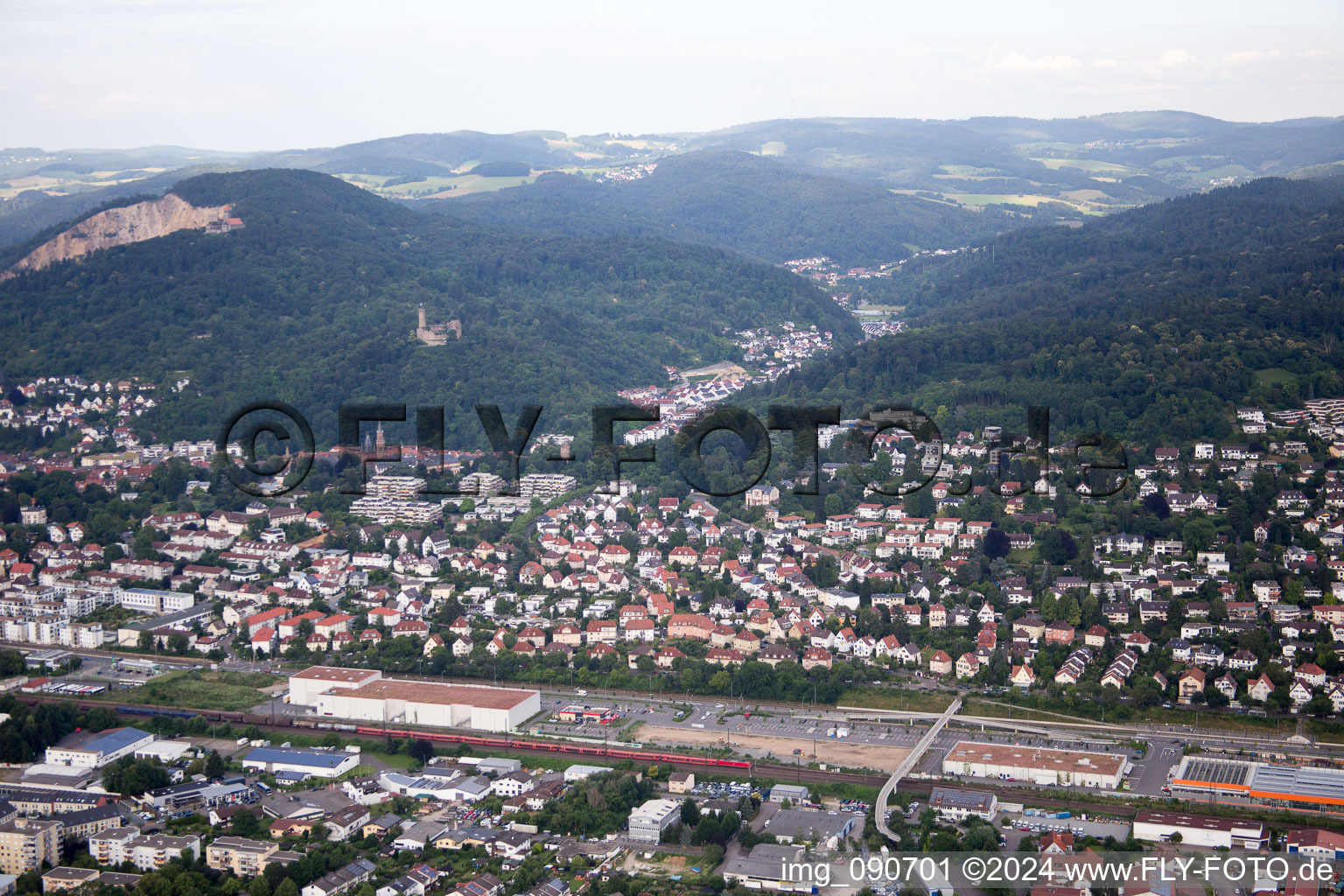 Drone image of Weinheim in the state Baden-Wuerttemberg, Germany