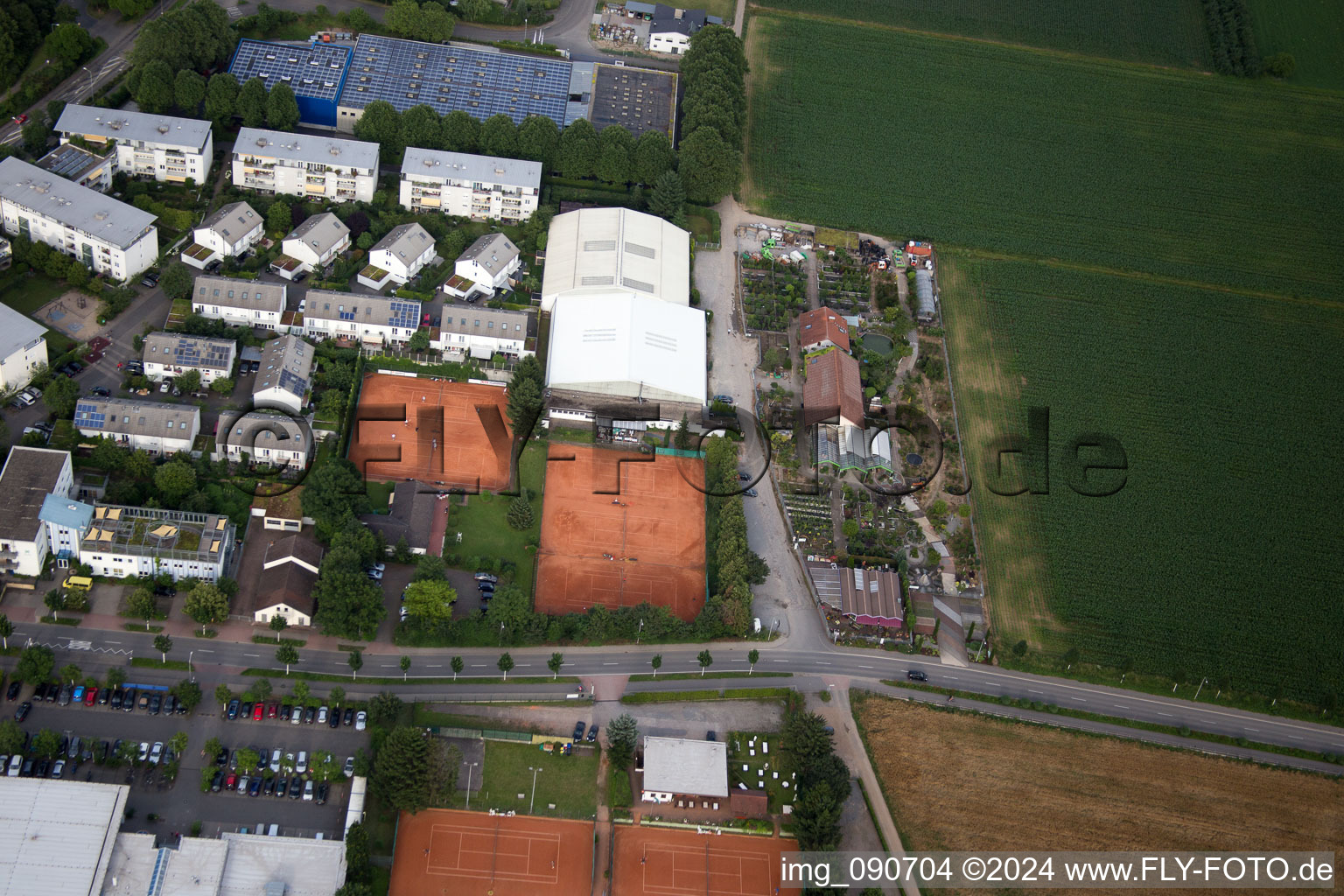 Weinheim in the state Baden-Wuerttemberg, Germany seen from a drone