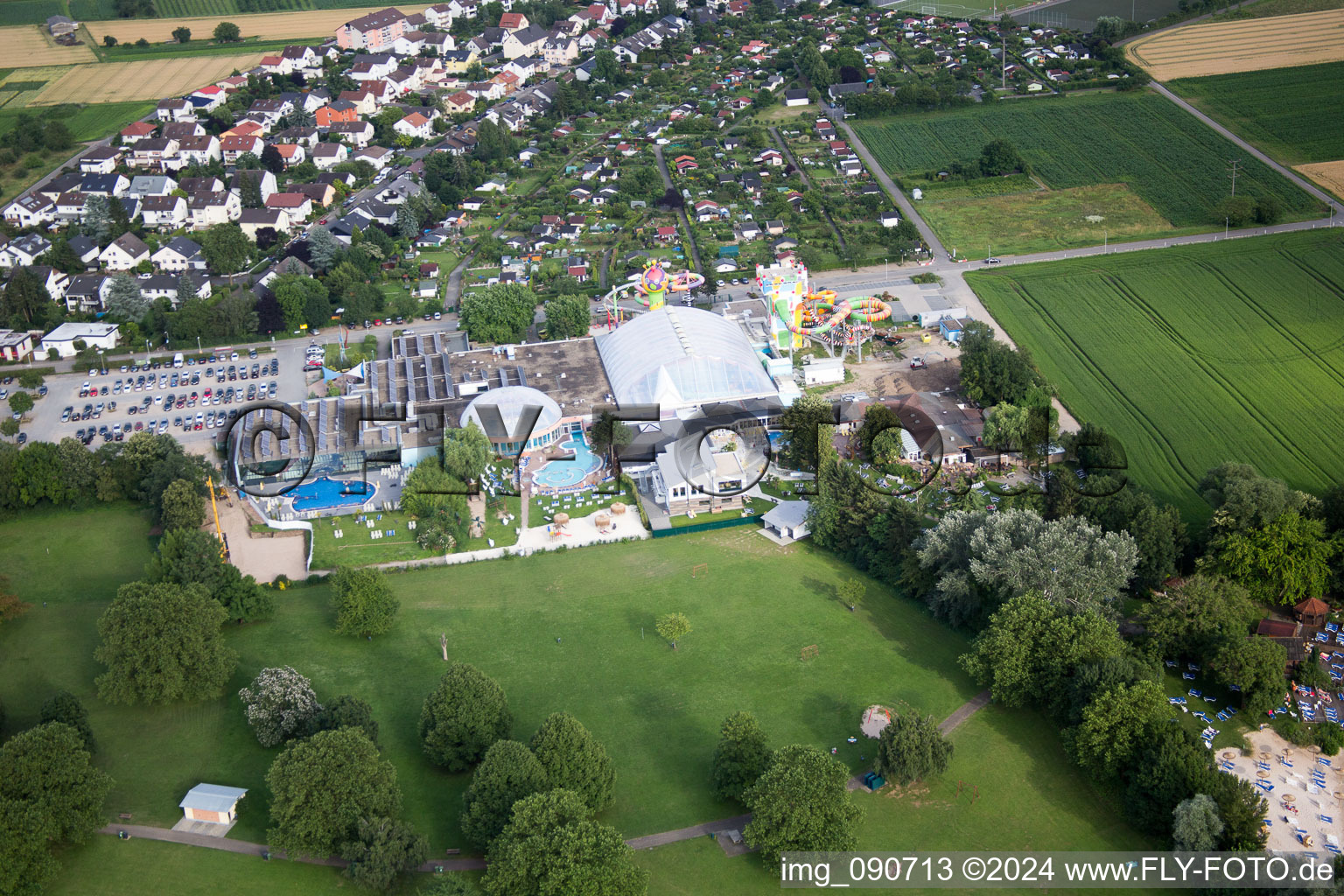 Oblique view of Weinheim-Lützelsachsen, Miramar in Lützelsachsen in the state Baden-Wuerttemberg, Germany