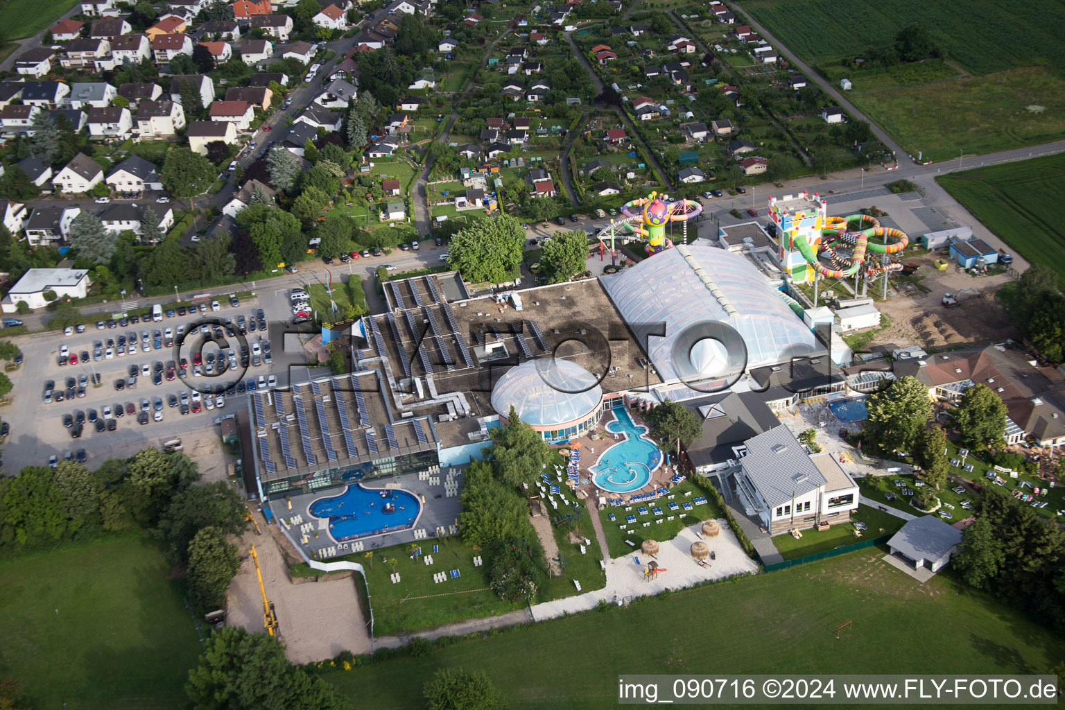 Miramar in the district Lützelsachsen in Weinheim in the state Baden-Wuerttemberg, Germany seen from above