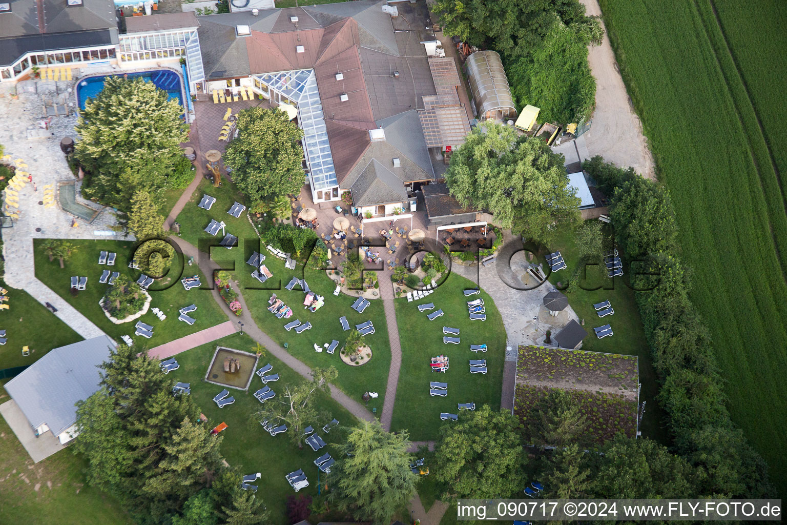 Miramar in the district Lützelsachsen in Weinheim in the state Baden-Wuerttemberg, Germany from the plane