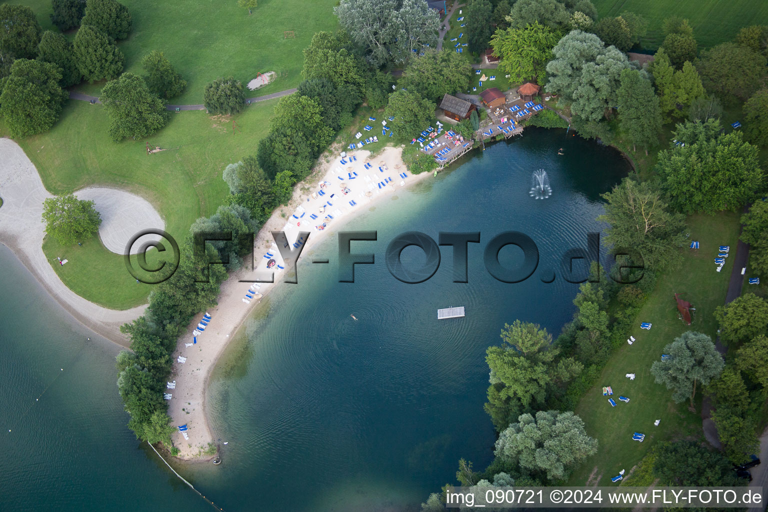 Aerial view of Waidsee in the district Lützelsachsen in Weinheim in the state Baden-Wuerttemberg, Germany