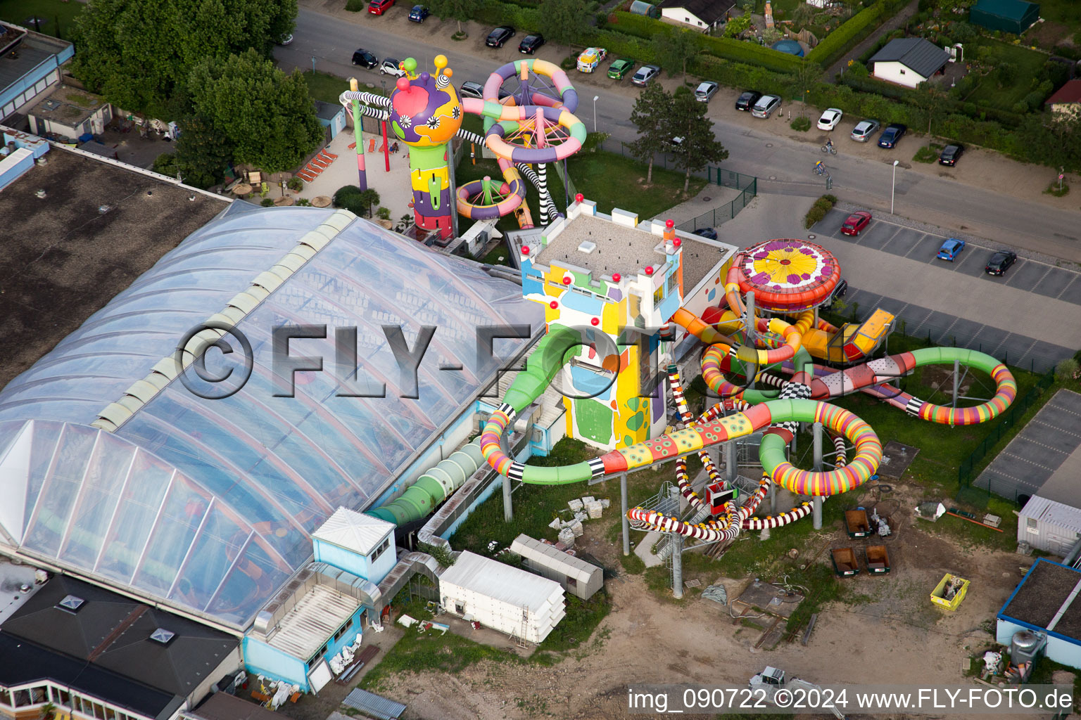 Giant water slide at Miramar in the district Lützelsachsen in Weinheim in the state Baden-Wuerttemberg, Germany