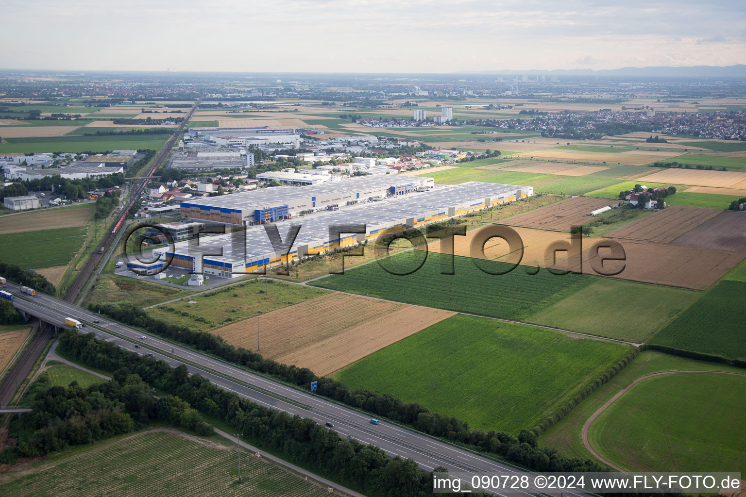 Industrial estate and company settlement on A5 be4work GmbH in Heddesheim in the state Baden-Wurttemberg, Germany