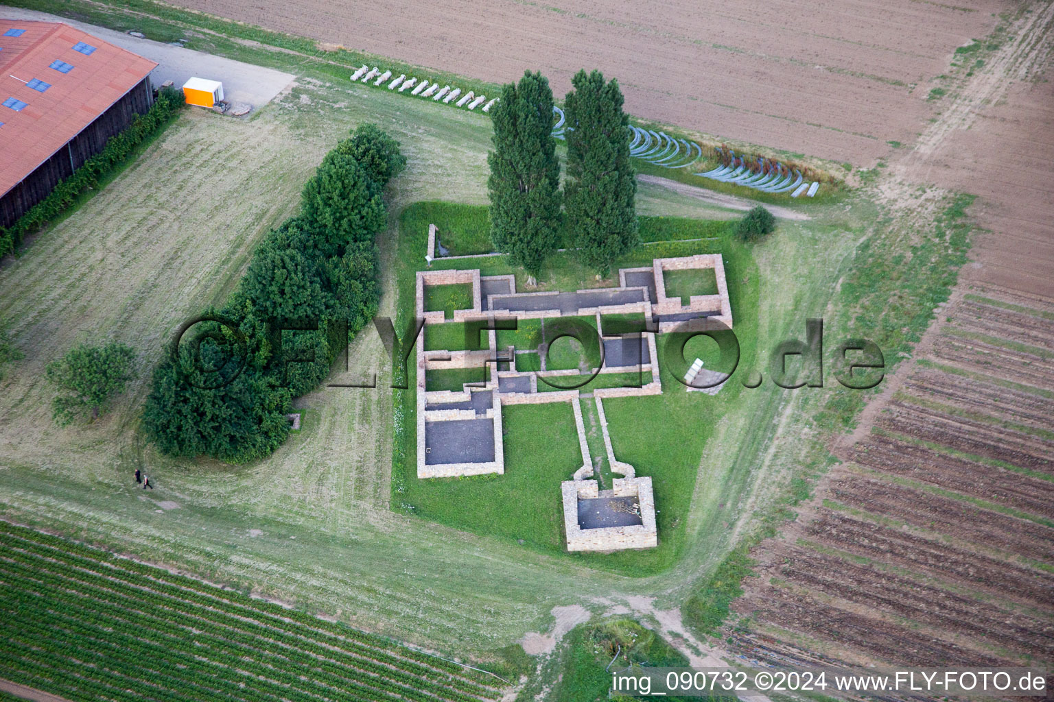 Remains of the ruins of the the former Roman Farm Villa Rustica in Hirschberg an der Bergstrasse in the state Baden-Wurttemberg, Germany