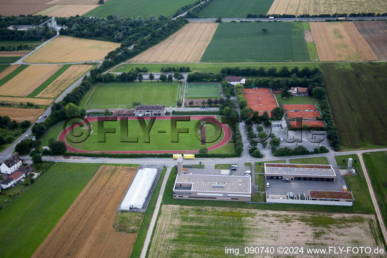 Sports fields of FV 1922 Leutershausen eV in the district Leutershausen in Hirschberg an der Bergstraße in the state Baden-Wuerttemberg, Germany