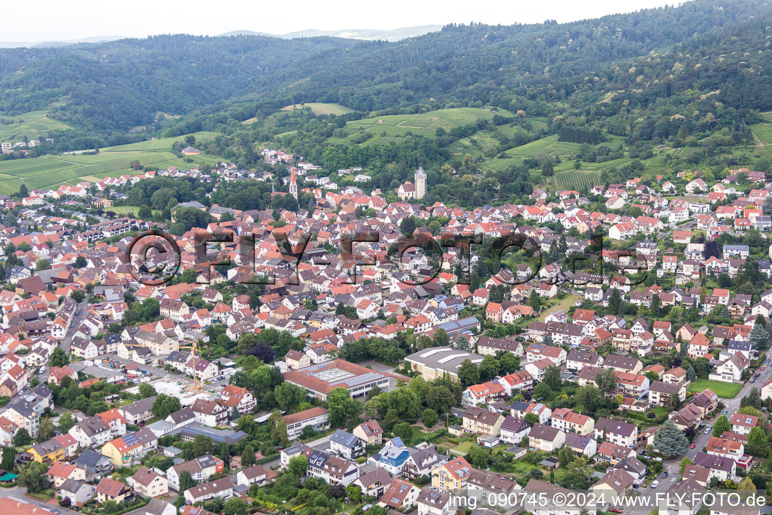 Town View of the streets and houses of the residential areas in the district Leutershausen in Hirschberg an der Bergstrasse in the state Baden-Wurttemberg, Germany