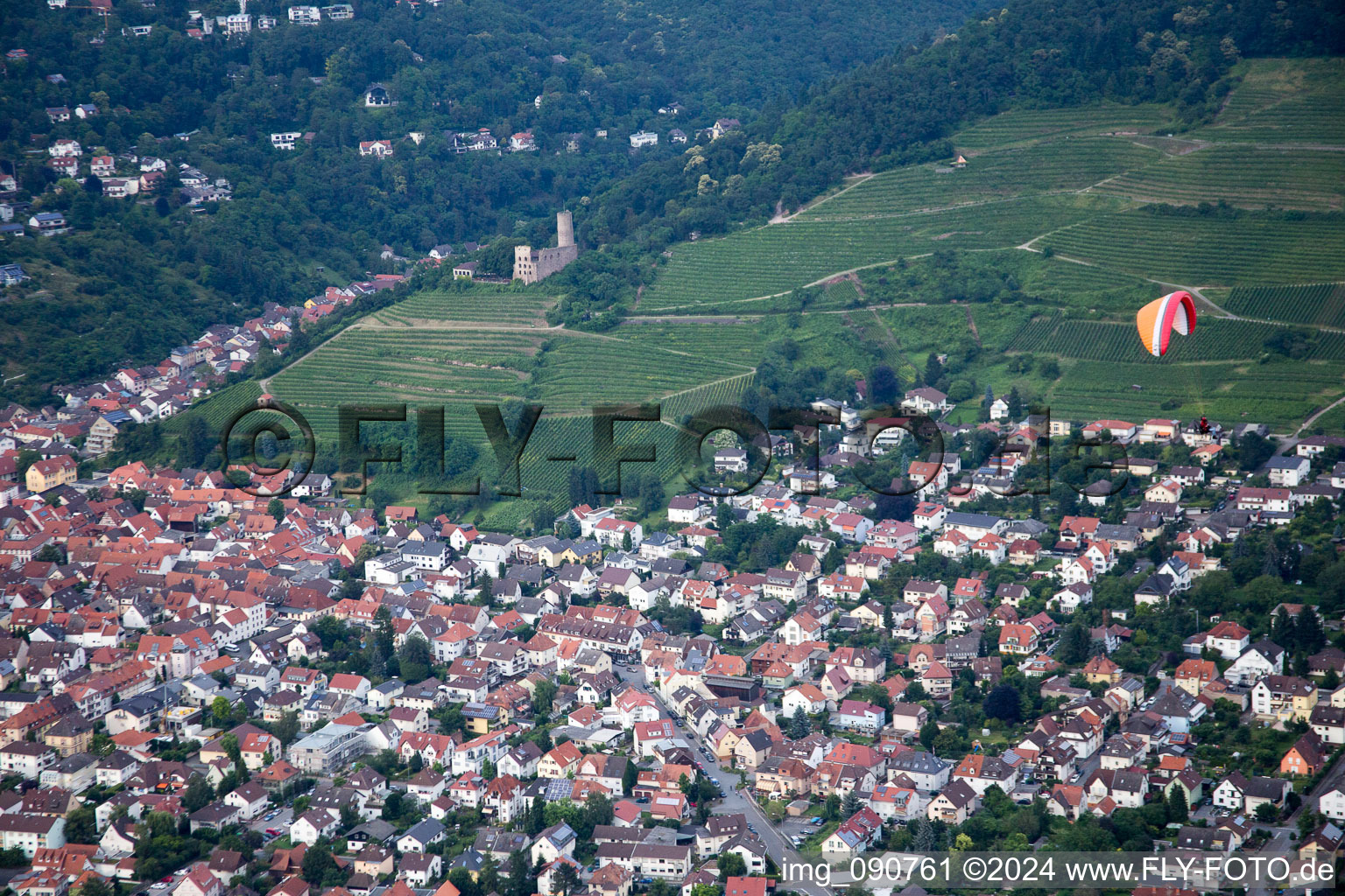 Bird's eye view of Schriesheim in the state Baden-Wuerttemberg, Germany