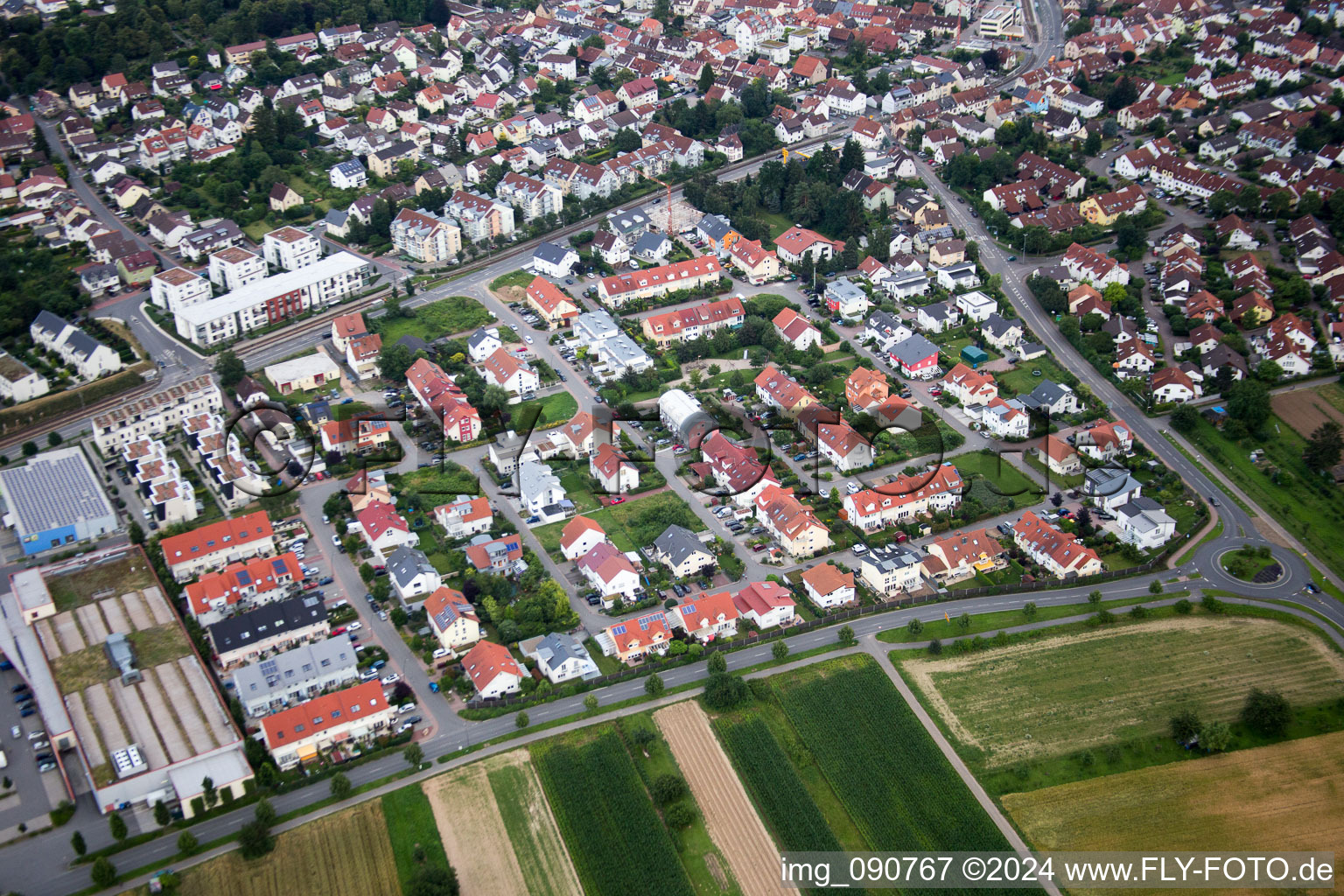 Aerial view of Dossenheim in the state Baden-Wuerttemberg, Germany