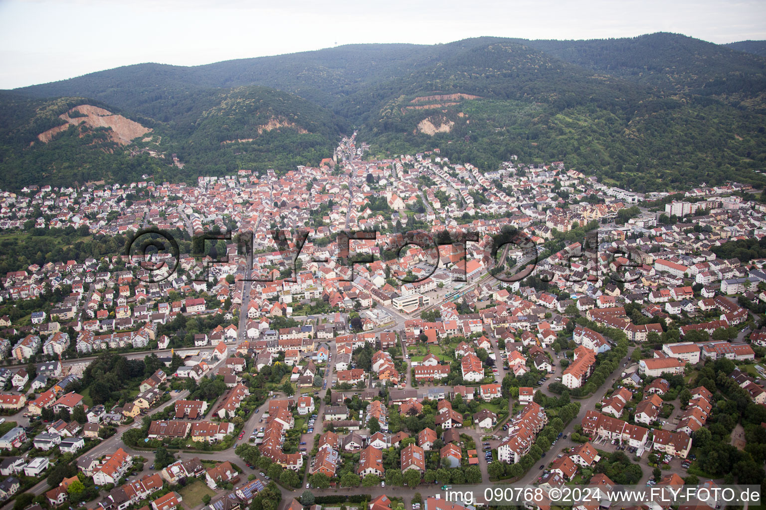 Aerial photograpy of Dossenheim in the state Baden-Wuerttemberg, Germany