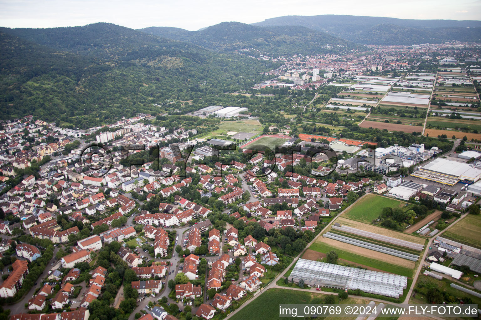 Oblique view of Dossenheim in the state Baden-Wuerttemberg, Germany