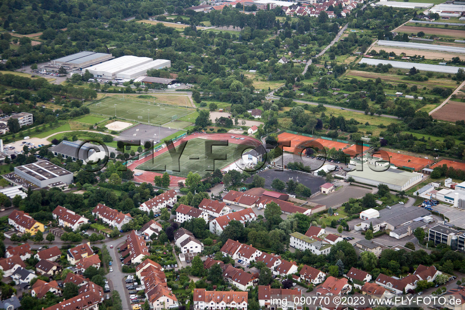 Dossenheim in the state Baden-Wuerttemberg, Germany from above
