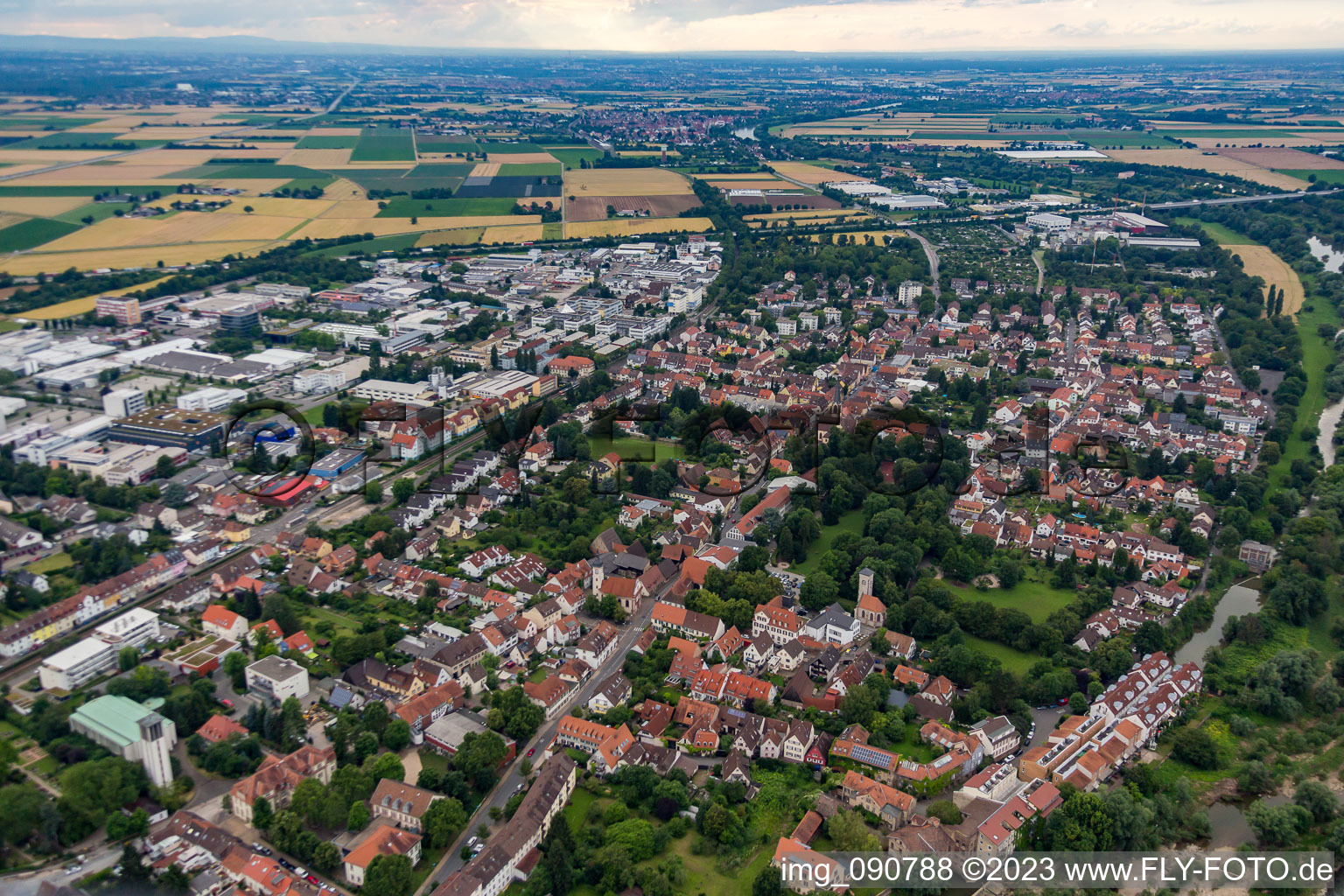 Aerial photograpy of District Wieblingen in Heidelberg in the state Baden-Wuerttemberg, Germany