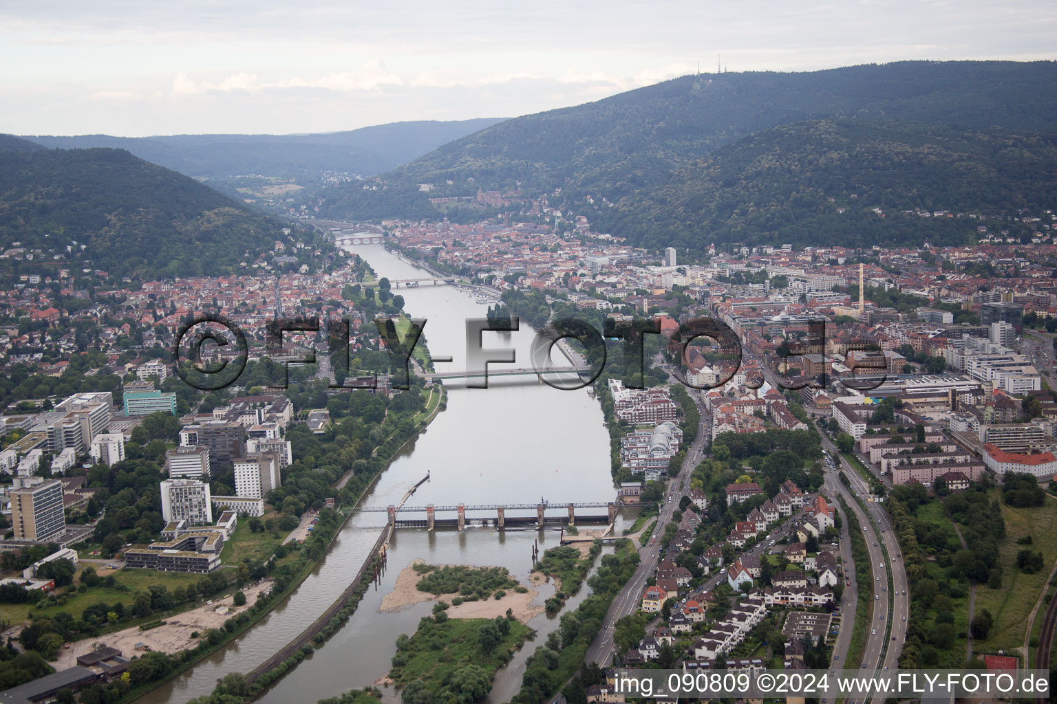 Neckar and Neuenheim in the district Neuenheim in Heidelberg in the state Baden-Wuerttemberg, Germany