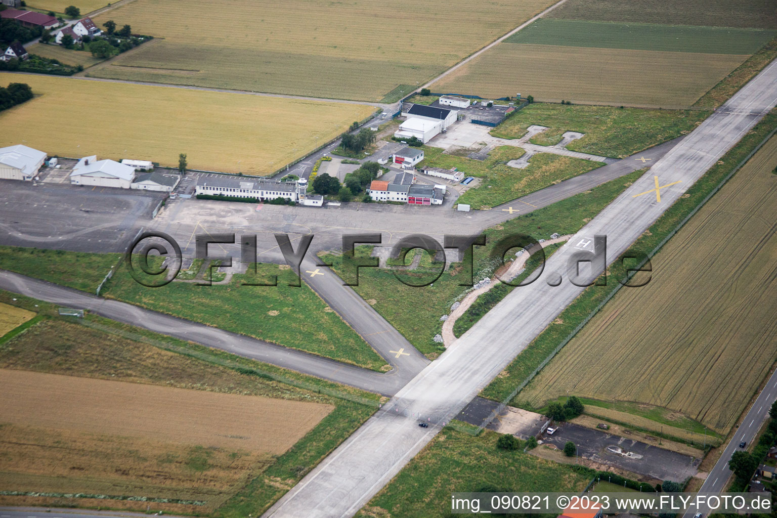 Aerial view of HD-Kirchheim, former American airfield in the district Patrick Henry Village in Heidelberg in the state Baden-Wuerttemberg, Germany