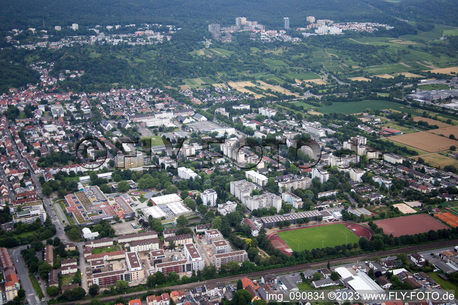 Aerial view of District Rohrbach in Heidelberg in the state Baden-Wuerttemberg, Germany