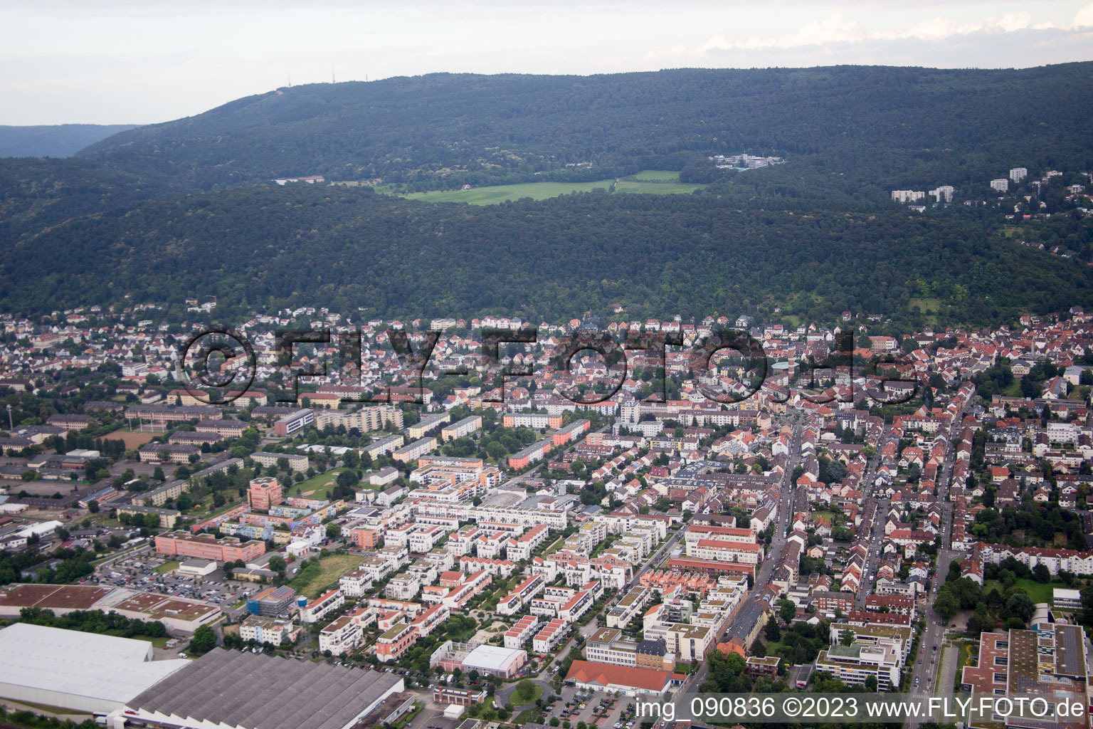 Oblique view of District Rohrbach in Heidelberg in the state Baden-Wuerttemberg, Germany