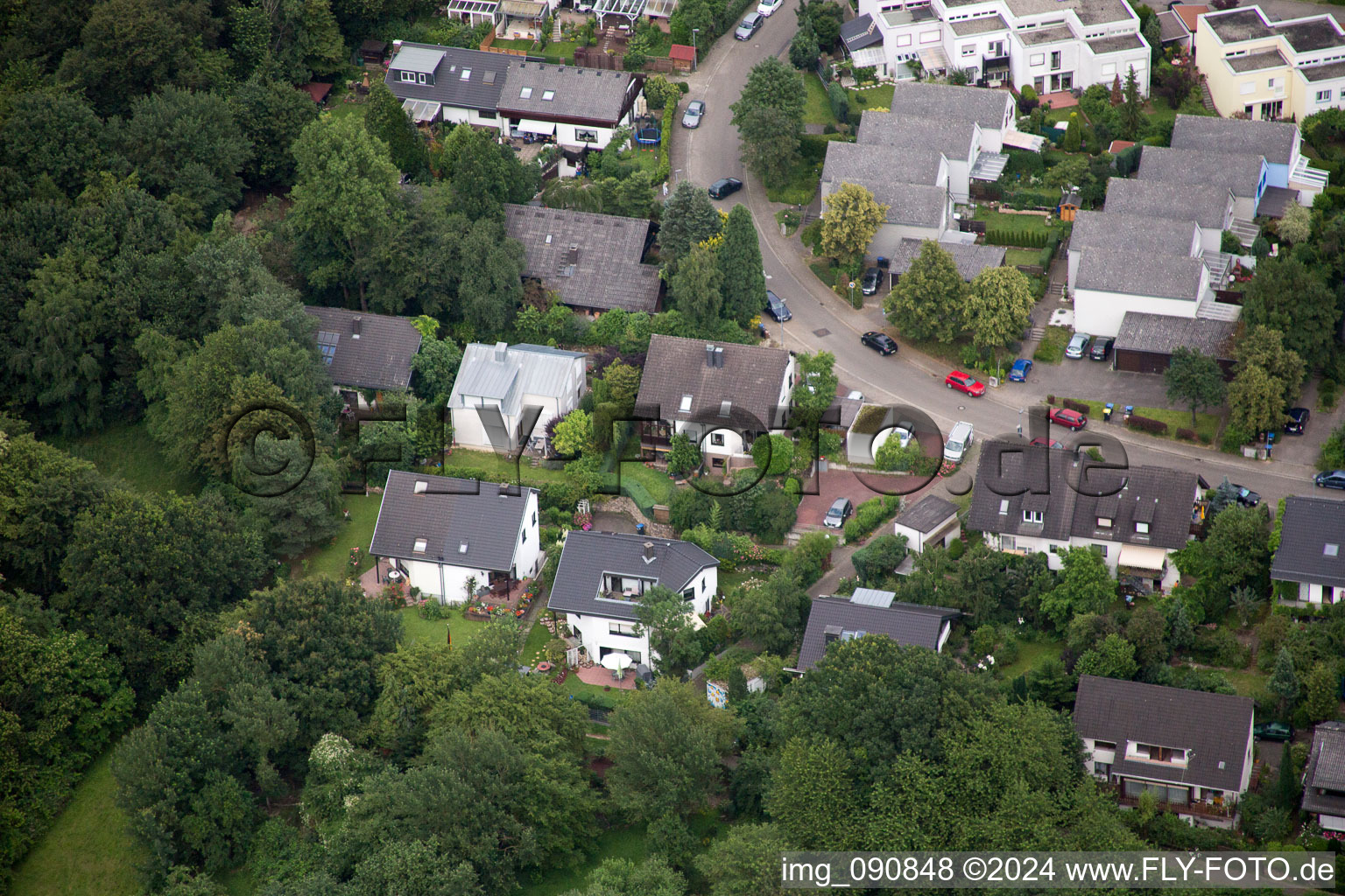 Aerial view of District Emmertsgrund in Heidelberg in the state Baden-Wuerttemberg, Germany