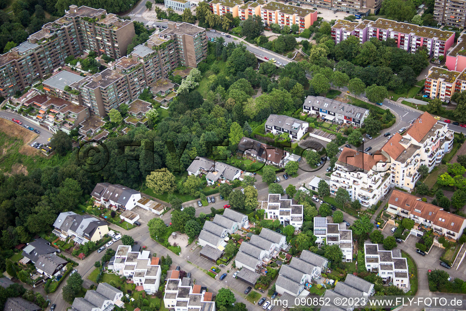 Aerial view of HD-Emmertsgrund in the district Emmertsgrund in Heidelberg in the state Baden-Wuerttemberg, Germany