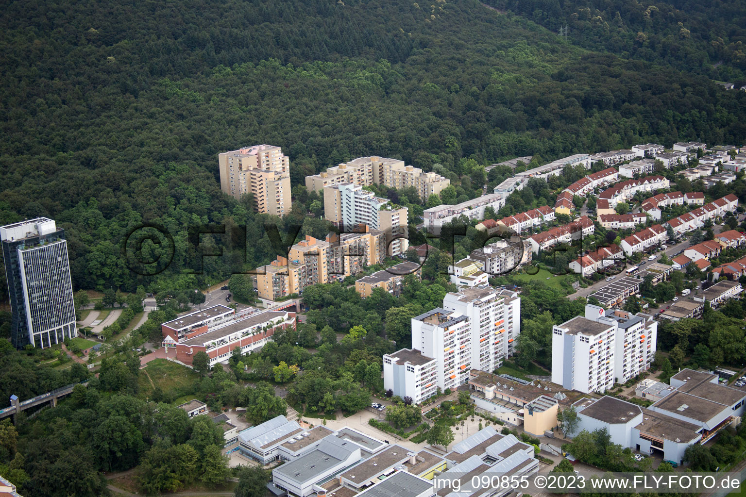 HD-Emmertsgrund in the district Emmertsgrund in Heidelberg in the state Baden-Wuerttemberg, Germany from above