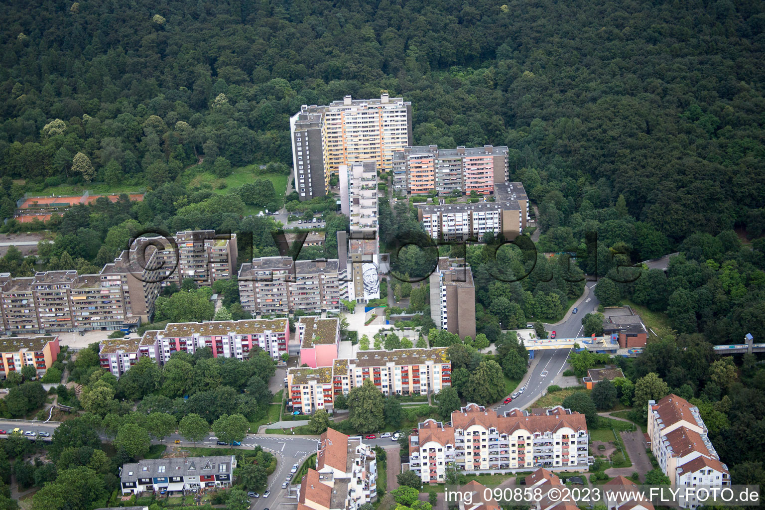 HD-Emmertsgrund in the district Emmertsgrund in Heidelberg in the state Baden-Wuerttemberg, Germany out of the air