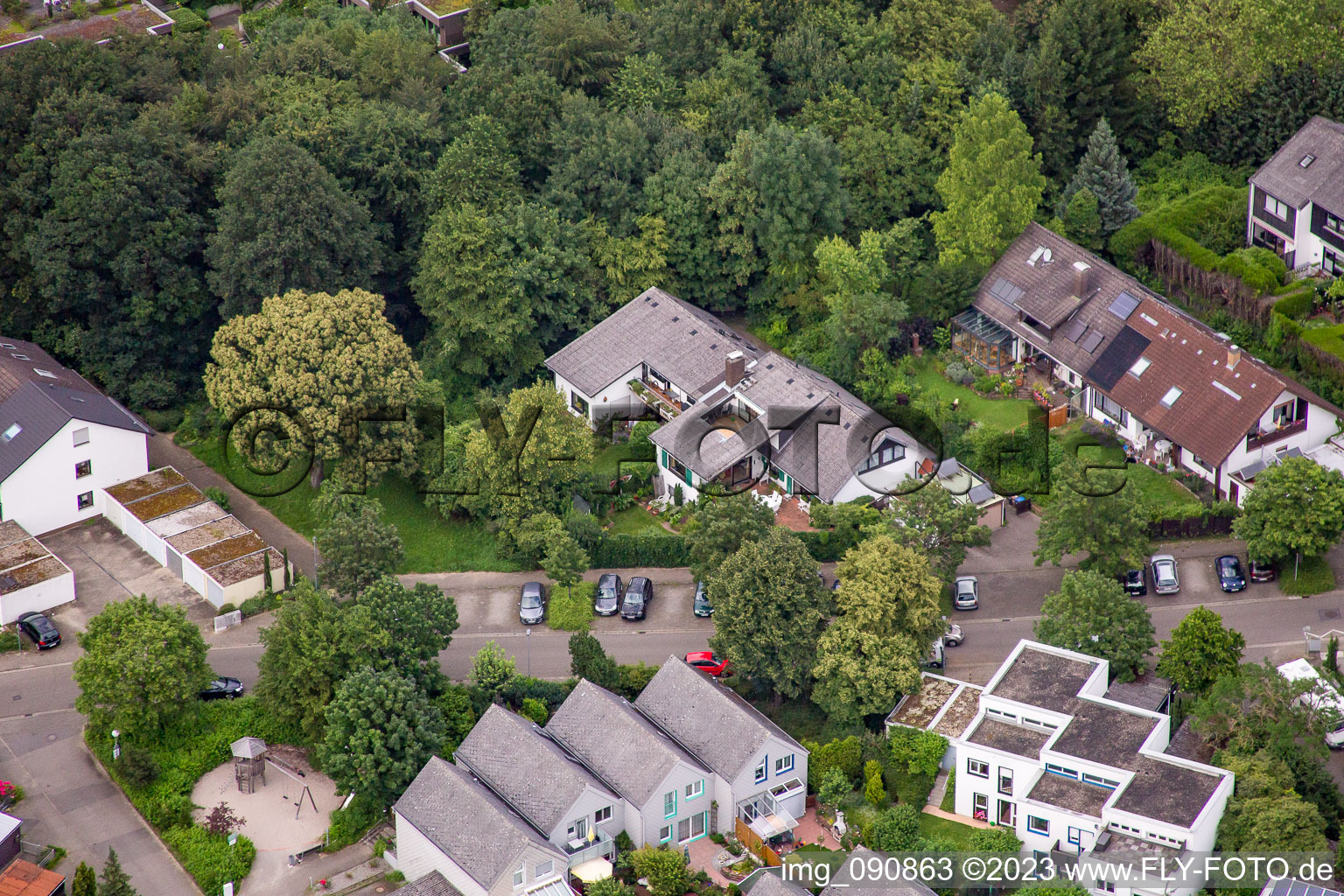 Aerial view of Bothestr in the district Emmertsgrund in Heidelberg in the state Baden-Wuerttemberg, Germany