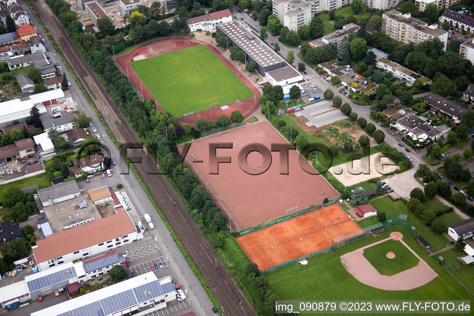 Aerial view of TSC Heidelberg-Rohrbach in the district Rohrbach in Heidelberg in the state Baden-Wuerttemberg, Germany