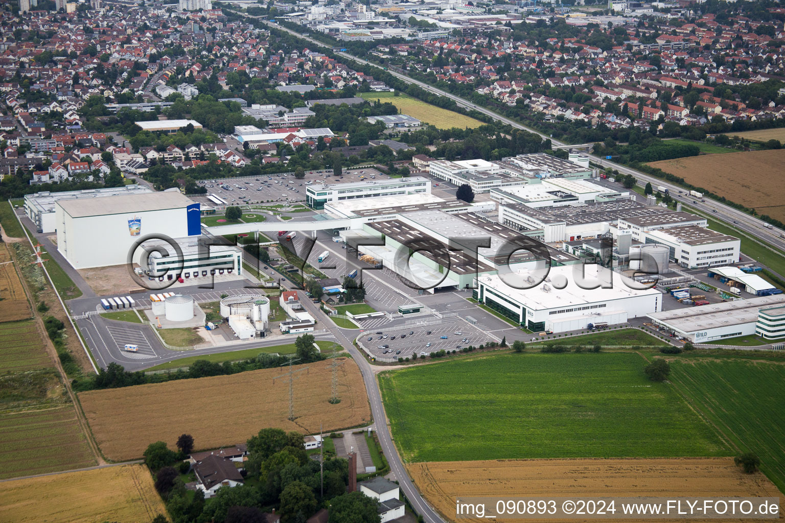 Building and production halls on the premises of Rudolf Wild GmbH & Co. KG (Capri-Sonne) in Eppelheim in the state Baden-Wurttemberg