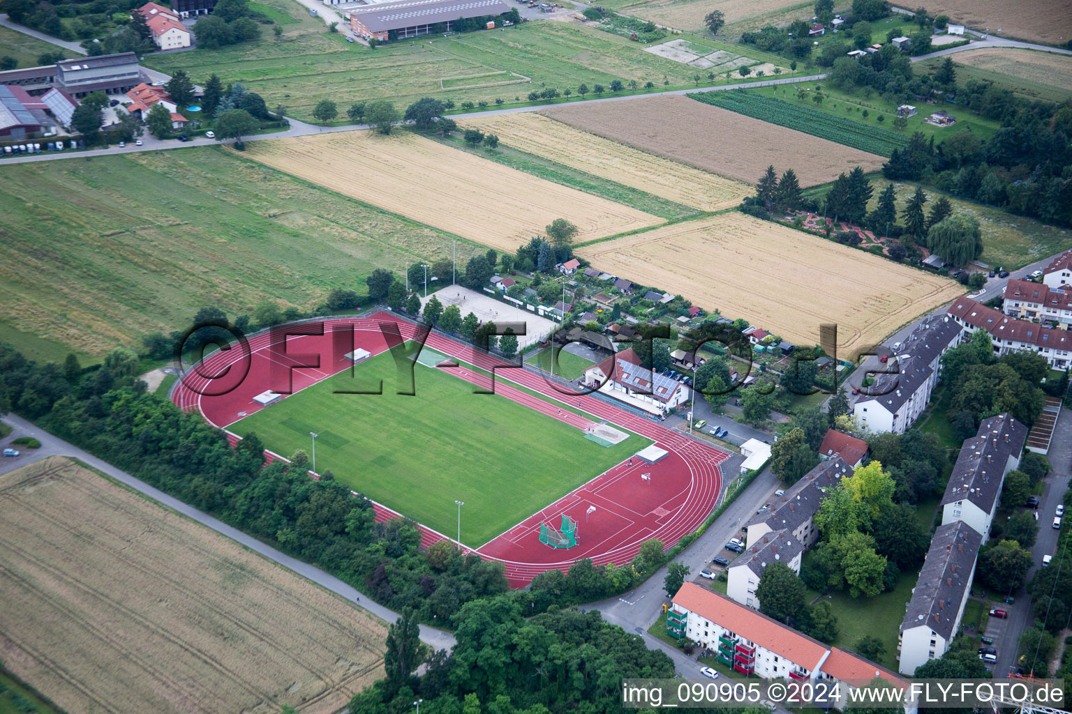 Aerial view of Eppelheim in the state Baden-Wuerttemberg, Germany