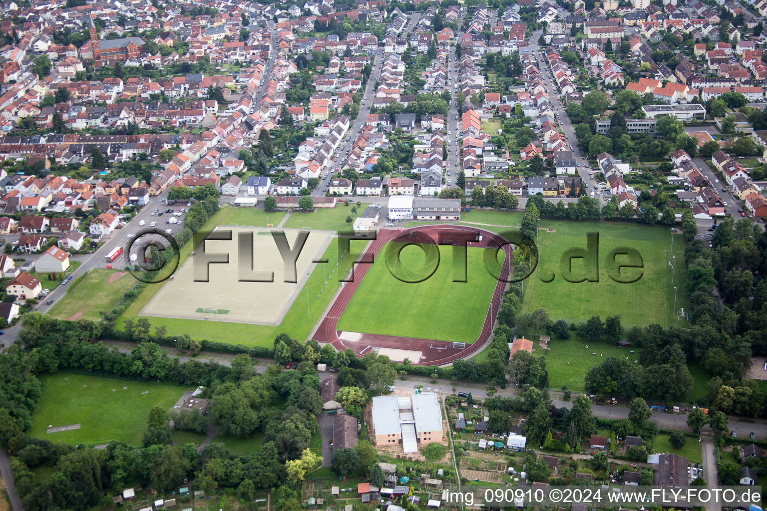 Oblique view of Plankstadt in the state Baden-Wuerttemberg, Germany