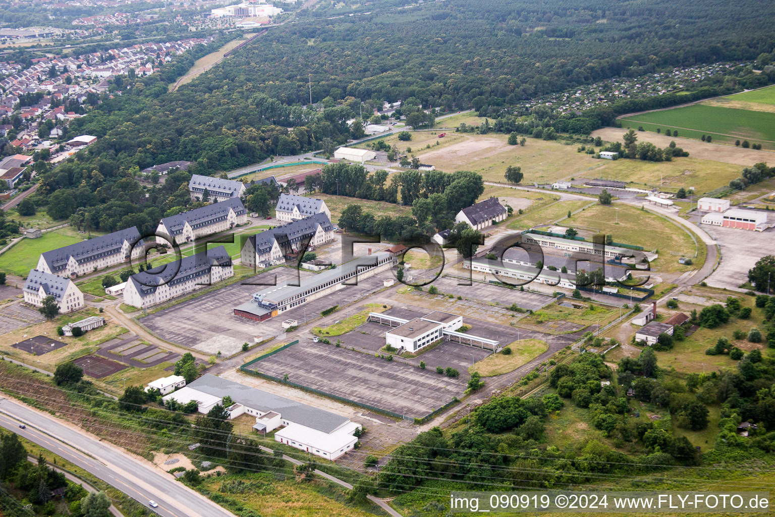 Building complex of the former military barracks of USA in Schwetzingen in the state Baden-Wurttemberg, Germany