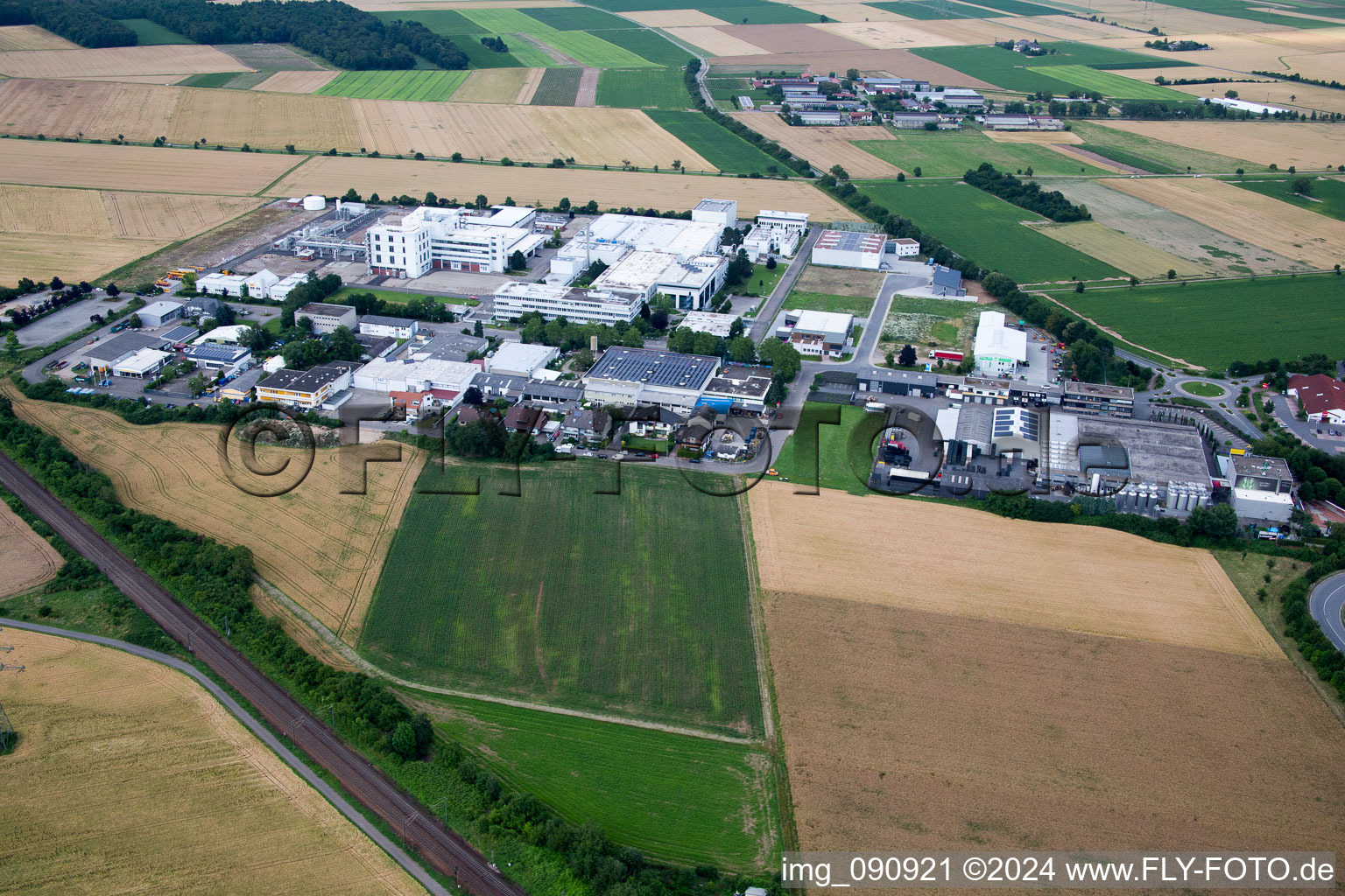 Drone recording of Plankstadt in the state Baden-Wuerttemberg, Germany