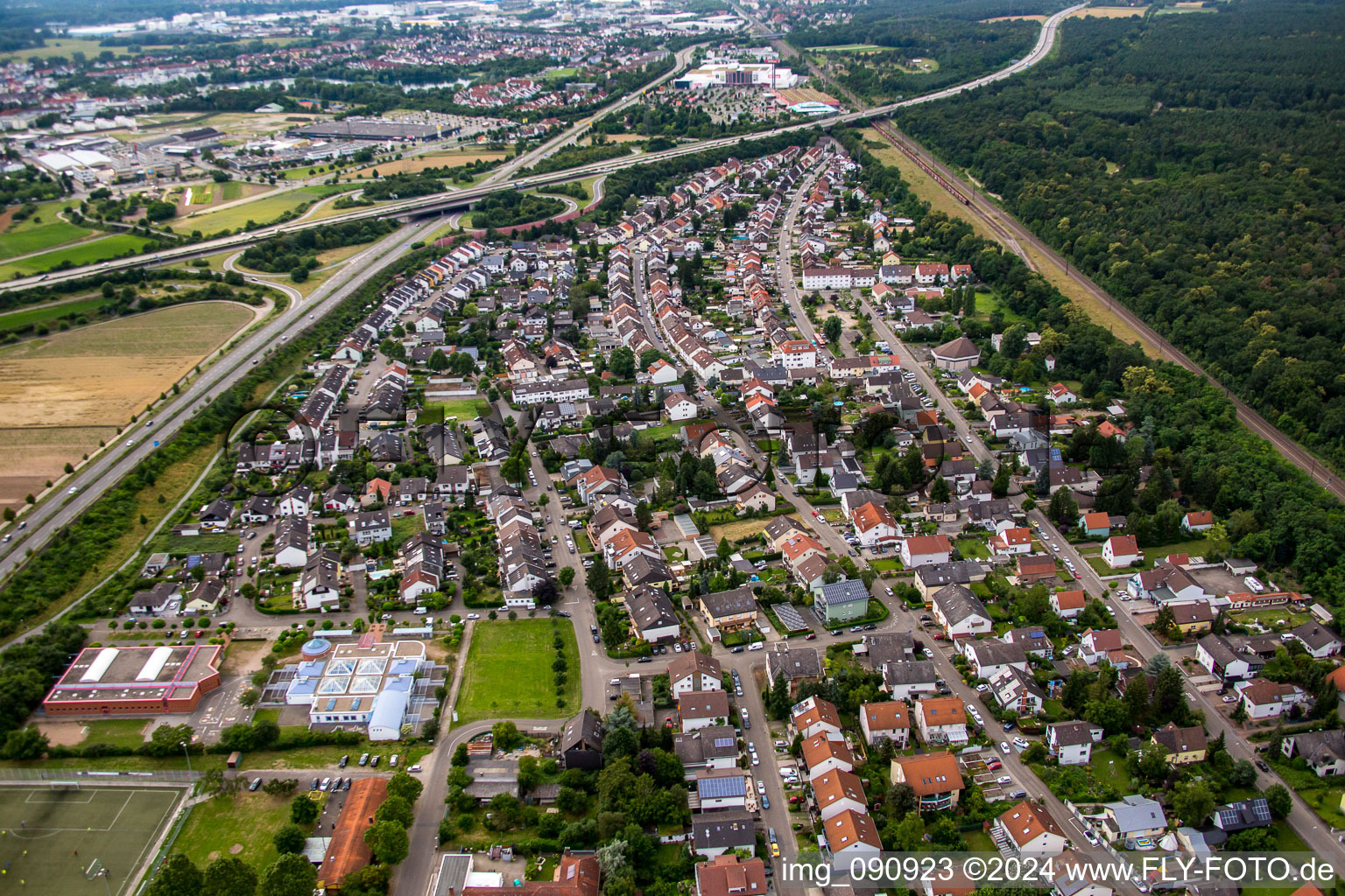 Aerial view of Schwetzingen in the state Baden-Wuerttemberg, Germany