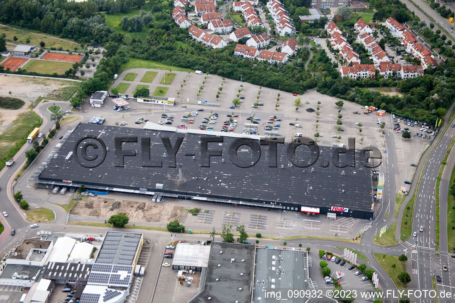 Aerial view of Check-in Center in Brühl in the state Baden-Wuerttemberg, Germany