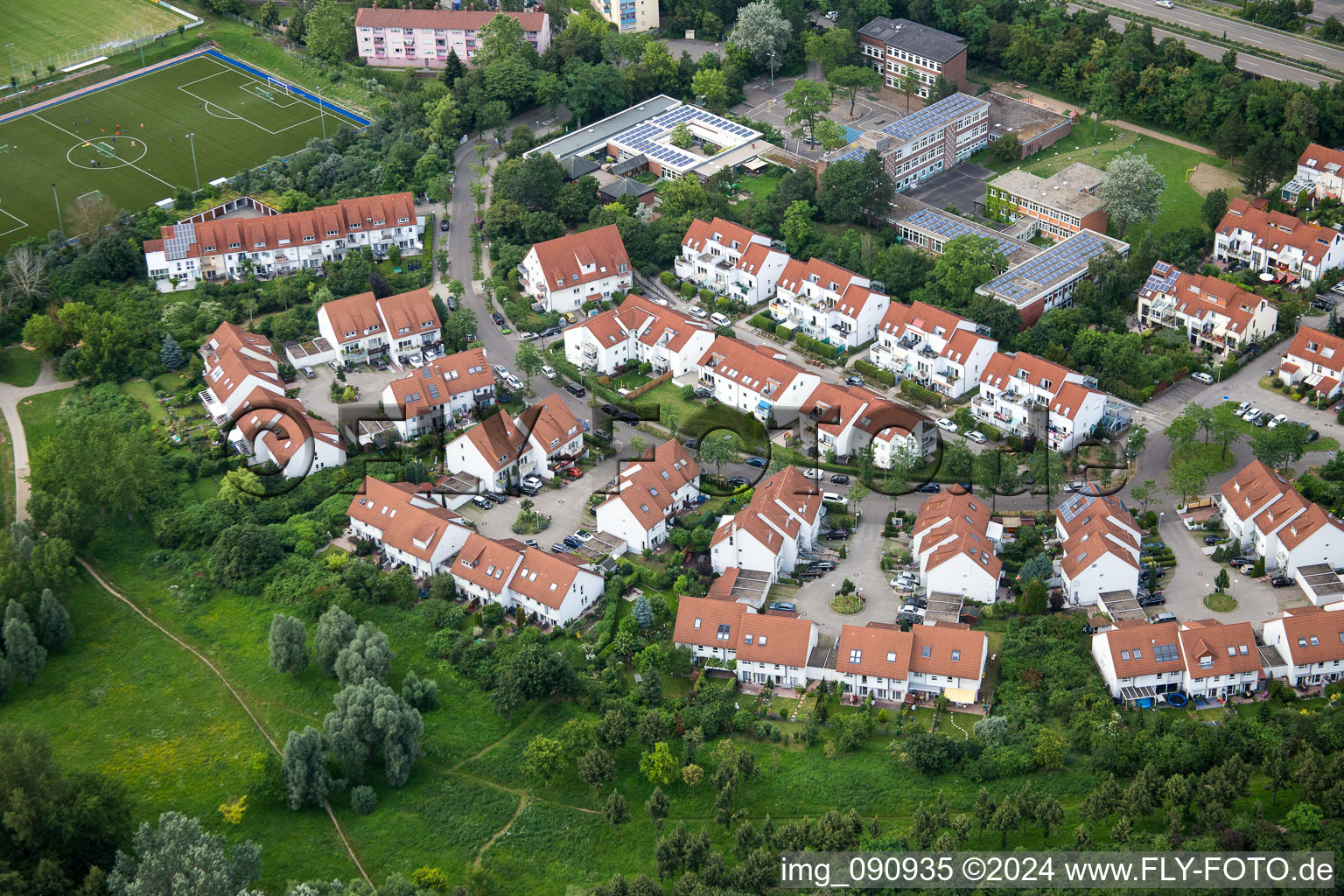 District Wilhelm-Peters-Strasse in the city in the district Rheinau in Mannheim in the state Baden-Wurttemberg, Germany