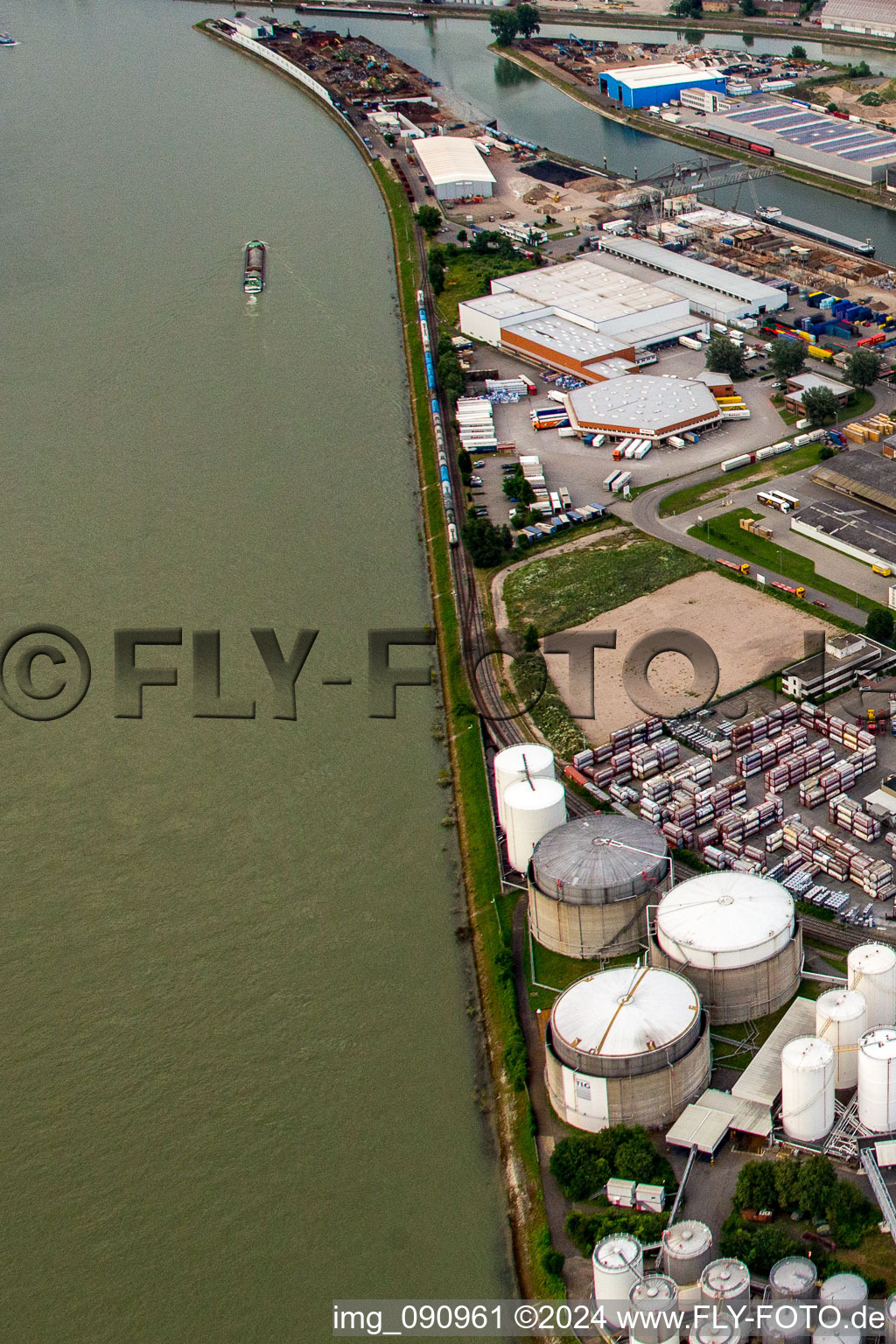 Rheinau Harbour in the district Rheinau in Mannheim in the state Baden-Wuerttemberg, Germany out of the air