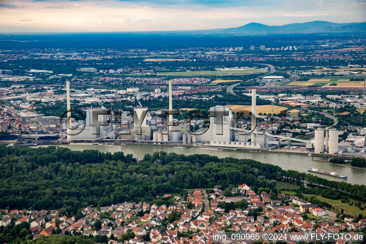 Aerial view of GKM in the district Neckarau in Mannheim in the state Baden-Wuerttemberg, Germany